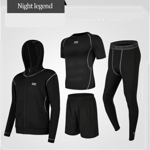 Bjj GI Rashguard MMA Set 4Pcs Male Compression GYM Tights Sports Sportswear Training Clothing Suits Workout Jogging Tracksuit