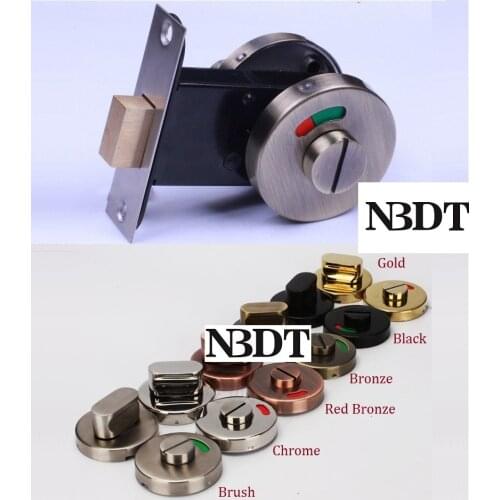Round Stainless Steel Keyless Door Lock Latch Red Green Indicator Public Toilet Partition Thumb turn Gold Red Bronze Matte Black