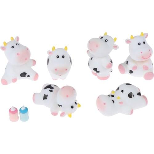 Micro Animal Landscape Model Fairy Garden Handicraft Little Statue Ornament Cow Milk Bottle Figurines Miniature Dairy Cattle