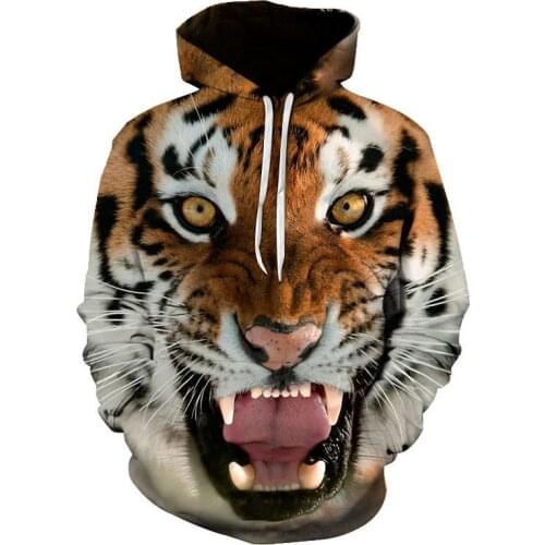 Tiger face Men Hoodies 3D Print Animal sudaderas hombre Leopard Domineering Pullovers Cool hoodie Casual Sweatshirt