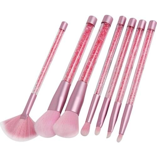Hot 7 Pcs Glitter Diamond Crystal Makeup Brushes Set Powder Foundation Eyebrow Face Make Up Brush Cosmetic brochas maquillaje