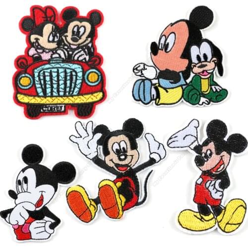 Mickey Mouse Patches Minnie DIY Apparel Sewing Disney Fabric Iron Patches Diy Decoration Clothes Cartoon Embroidered Applique