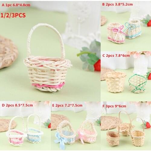 New Hot！Beautiful Mini 1/12 Dollhouse Rattan Frame Hand-woven Vegetable Food Flower Basket Toys Miniature Decoration