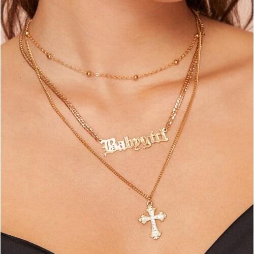 New Vintage Gold/Rose Gold Christian Cross Bohemia Religious Rosary Pendant Necklace for Women Charm Jewelry Gifts