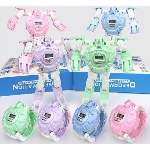 Popular Children Watches Cartoons Electronic Kids Watches Cool Transformation Robot Watch The Toy