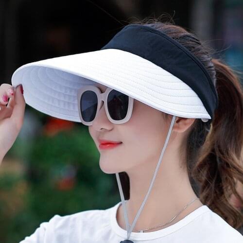Women summer sun visor wide-brimmed hat beach hat adjustable UV protection female cap beach hat summer women