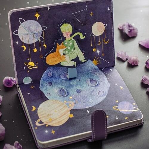 Le Petit Prince PU leather Notebook Diary Planner Fox rose Note book Stationery School Supplies Study Gift Tools