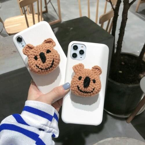 Cute Cartoon Bear Phone Holder Case For Apple iPhone 12 Promax 11 Mini XS XR 7 8 Plus Soft Shockproof Fashion Back Cover Fundas