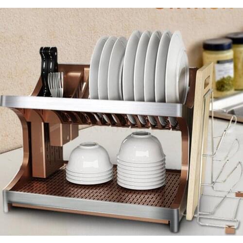 Dish Rack Storage And Putting Rack Chopsticks Knife Multifunctional Kitchen Table Top Storage Rack 2-layer Dish Drying Rack Drai
