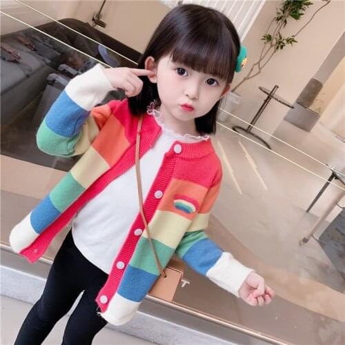 Girls Sweater Kids Babys Coat Outwear 2021 Embroidery Thicken Warm Winter Autumn Knitting Tops Pure Cotton Cardigan Childrens