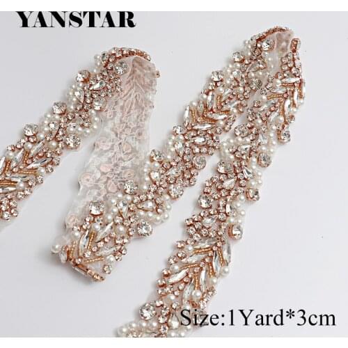 YANSTAR (30Yards) Wholesale Handmade Wedding Dress Belts Crystal Rhinestones Appliques Accessory Sewing On Bridal Sash YS973