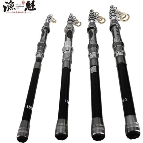 YUKUI High Quality Mini Carbon Fiber Telescopic Fishing Rod 1.5/1.8/2.1/2.4m High Performance Sea Fishing Pole pesca