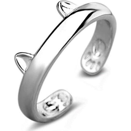 Send box S fashion creative ring exquisite cat ears open jewelry Korean version of the lovely simple jewelry # 32