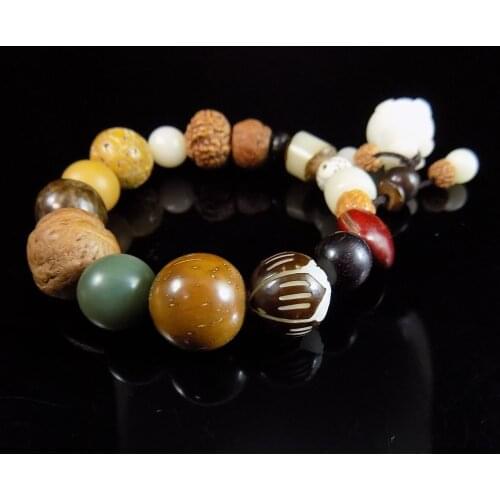 100% Natural Bodhi Beads Buddhist Tibetan Buddhism Bracelet Pray Utensil Chakra Duobao Multi Treasure Bracelet 0001