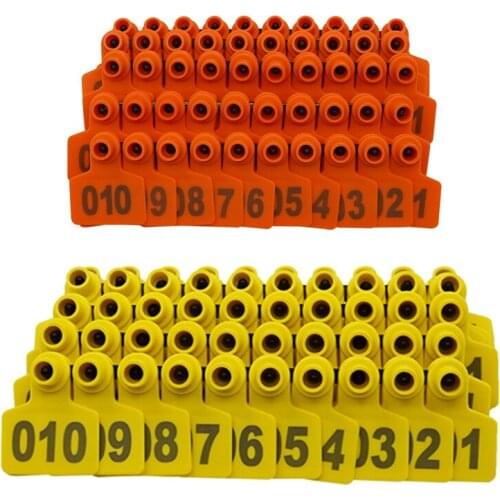 100pcs Pig ear tags Livestock Identification orange Ear Tags for Goats Sheep Cattle Cows Pigs TPU Precision Ear Tags