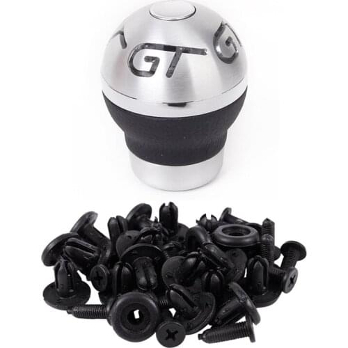 1x GT Blue LED Light Universal Car Truck Manual Gear Shift Knob & 20x Car Bumper Fender 7mm Hole Black Plastic Rivets