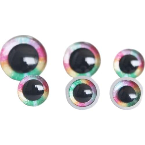 10pcs/lot new 16mm/20mm/24mm colorful 3D plastic clear safety toy eyes +Rainbow color +washer for doll findings-size option --QC