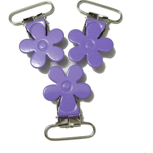 25pcs Lavender Color Flower Pacifier Clips