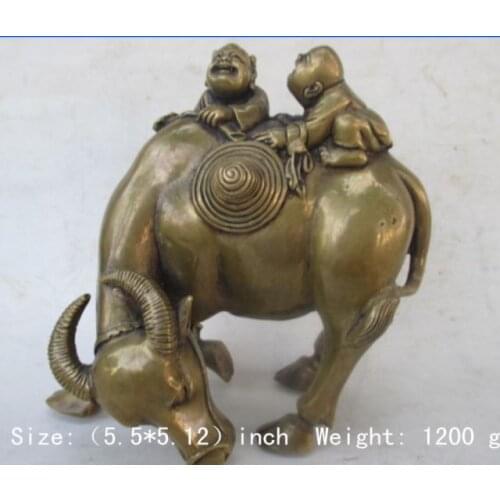 5.5 inch/ Chinese folk collection of bronze statue of naughty cow elder brother