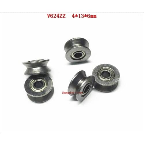 50pcs/Lot V624ZZ 624VV V624 4x13x6mm V Groove Carbon Steel Deep Groove Ball Bearing Traces Walking Guide Rail Bearing