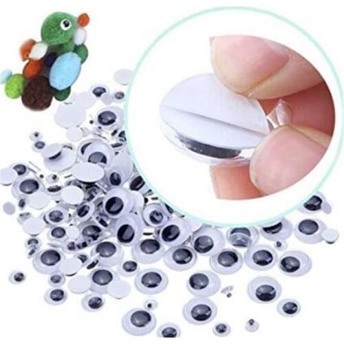 Universal 700Pcs 4/5/6/7/8/10/12mm Total Mixed Googly Eyes Self-adhesive DIY 54DF