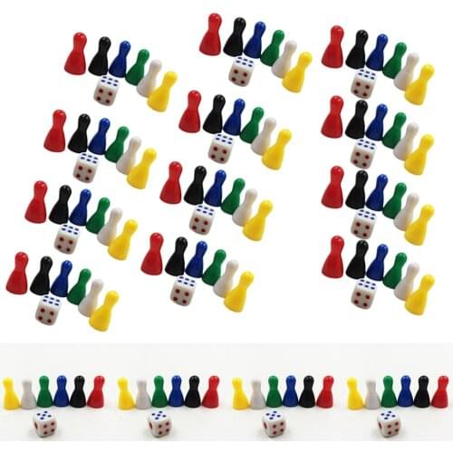 96 Pcs Colorful Pieces Pawn Chess Plastic Pieces &16 Pcs Dice Set for Board Card Games