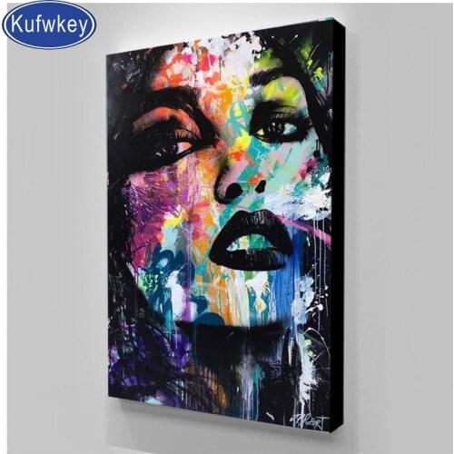 Abstract 5d diamond painting woman full square 3d picture of diamond mosaic puzzles diamond embroidery round lady photo