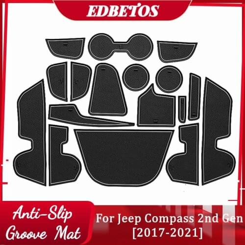 Car Non Slip Interior Door Mat Cup Mat Gate Slot Pad Cup Holder Insert Mat For Jeep Compass 2nd Gen MK2 2017 2018 2019 2020 2021
