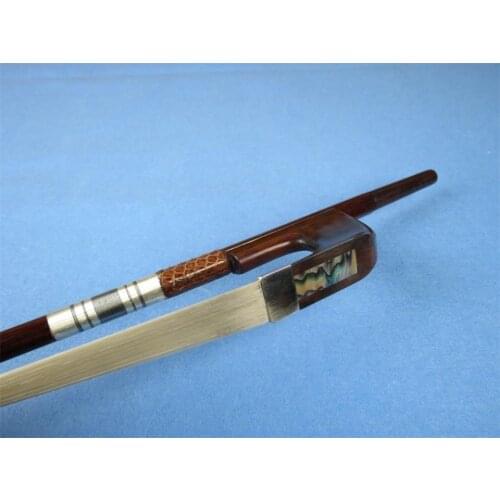 Great France style Baroque Letterwood 3/4 bass bow,top level white bow hair#9054