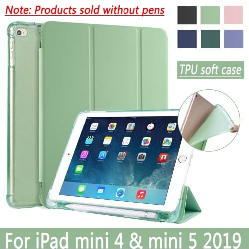 Case for iPad mini 5 2019 with pencil holder cover case for iPad mini 4 magnet smart sleep wake TPU soft shell