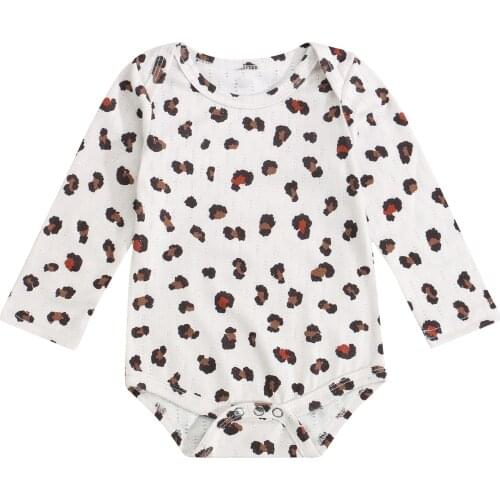 2021 0-24M Infant Baby Girl Romper Cute Leopard Print Long Sleeve Cotton O Neck Playsuit Spring Autumn Outfit Jumpsuit