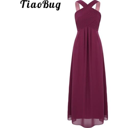 Long Bridesmaid Dresses Womens Evening Dress Chiffon Crisscross Neck Pleated Dress Vestidos De Festa Femme Wedding Party Dress