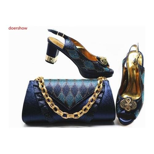Doershow Latest African nice Shoes And Bag Set For Party High Quality Italian Ahoes And Bags To Match Women for party STB1-16