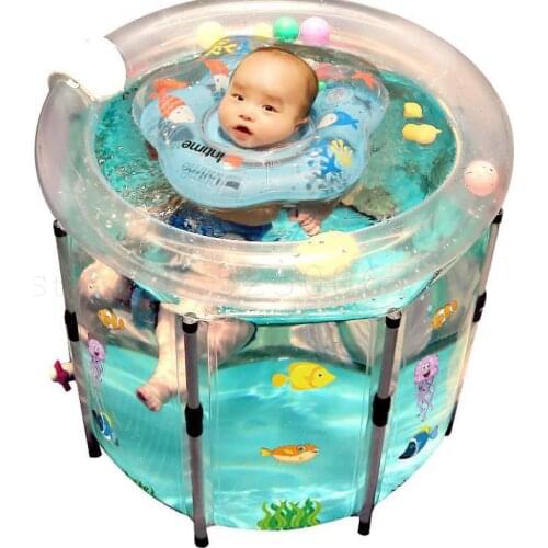 Infant Swimming Bucket Home Baby Bath Indoor Inflatable Transparent Newborns Children Upset Insulation Barrels