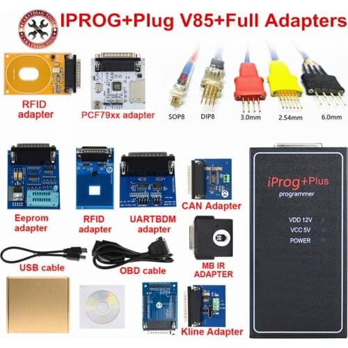IPROG Plus+Full Adapters+IPROG V85 Support IMMO/Mileage Correction/Airbag Reset till Replace Tango Car Prog Diagnostic Tool