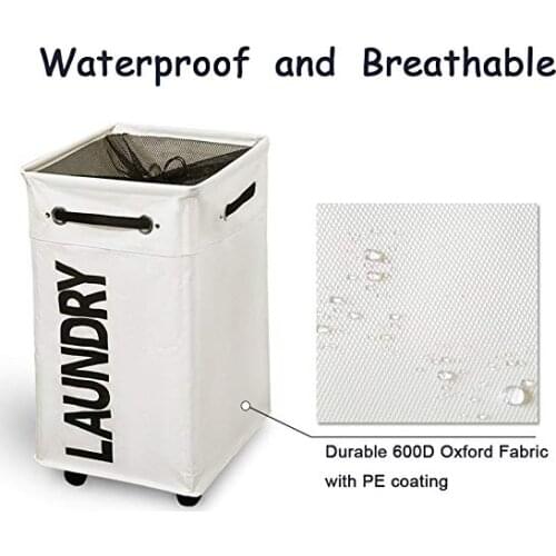 Rolling Laundry Hamper with wheels Waterproof and Collapsible Laundry Baskets For Clothes Toys Clothes Basket with Mesh Cover