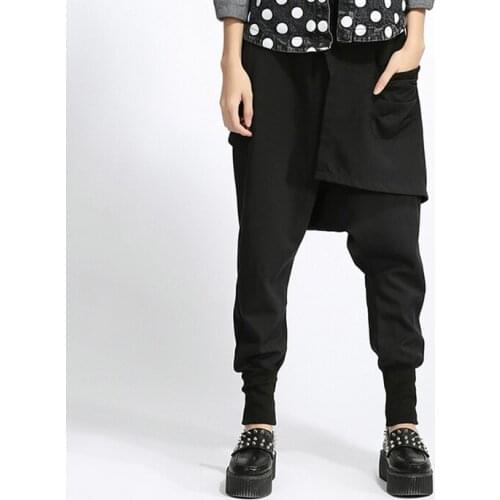 Fashion Womens Hip Hop Cotton Blend Loose Harem Pants Low Drop Crotch Trousers