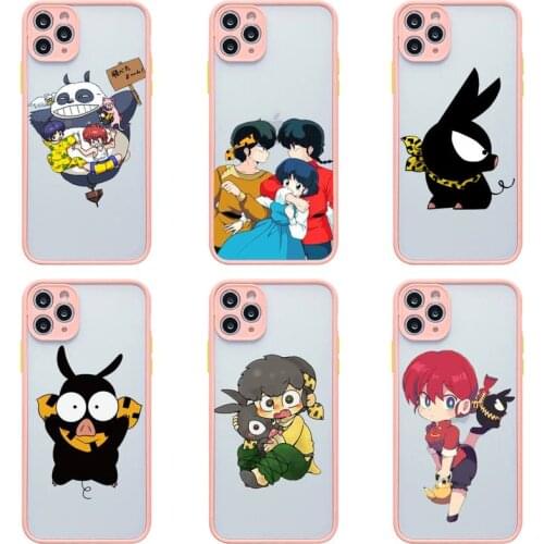 Cartoon Ranma 1 2 Phone Case For iphone 12 11 Pro Max Mini XS 8 7 Plus X SE 2020 XR Light pink Matte Transparent Cover