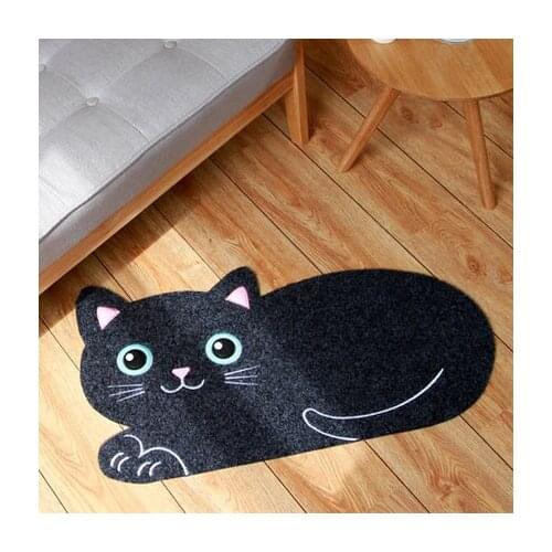 Cartoon Carpet Coffee Black Cat Lovely Home Bedroom Living Room Home Thick Non-Slip Mat
