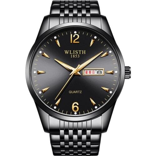 2021 New Mens Watch Steel Band Fashion Double Calendar Luminous Waterproof Belt Watch Student Quartz Watch