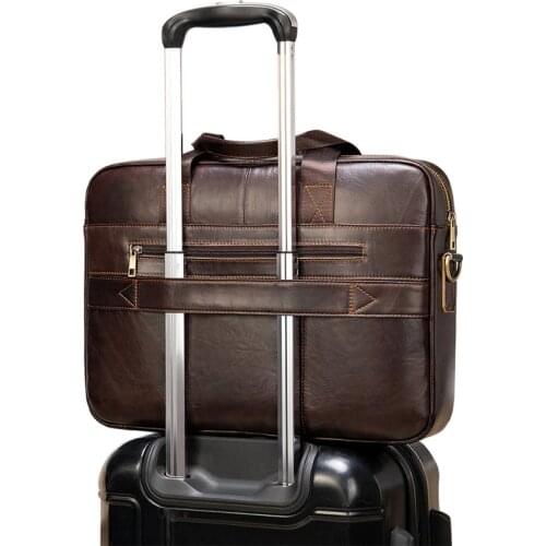 Mens Briefcase Bag Mens Genuine Leather Laptop Bag Business Tote For Document Office Portable Laptop Shoulder Bag