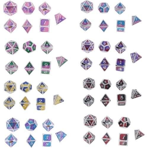Metal Polyhedral Dice Set, 7Pcs Complete Dice Sets of D4 D6 D8 D10 D12 D20 Great for Dungeons and Dragons DND RPG MTG Games