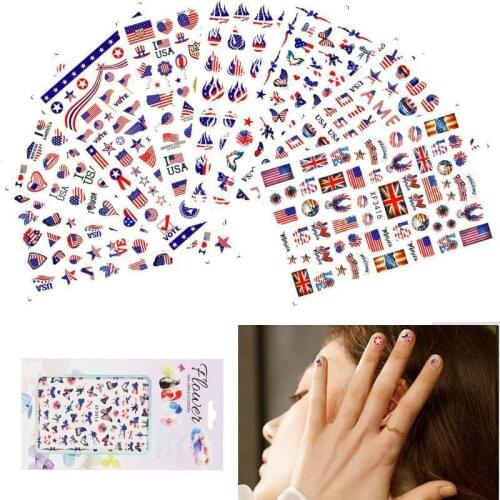 Nail Art Stickers American Independence Day National Flag Water Transfer Paper DIY Manicure Decals Decoration