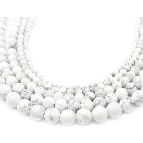 Natural White Howlite Turquoises Stone Round Loose Beads For Jewelry Making DIY Necklace Bracelet 4/ 6/ 8/10/12 mm Strand 15