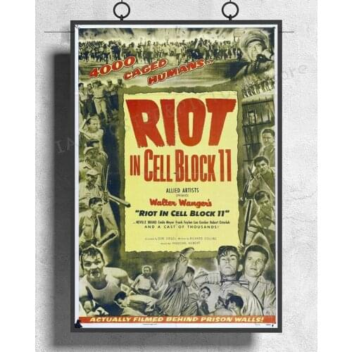 NJ354 Riot in Cell Block 11 Movie (1954) Drama Noir Wall Sticker Silk Poster Art Home Decoration