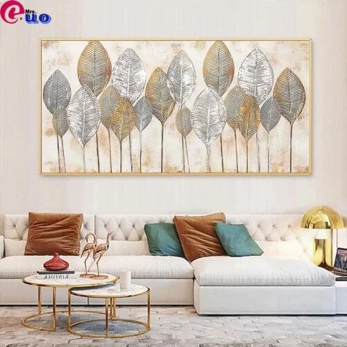 New diamond embroidery mosaic Modern Abstract Golden Leaves diamond paintings drill stitch cross rhinestone of picture art
