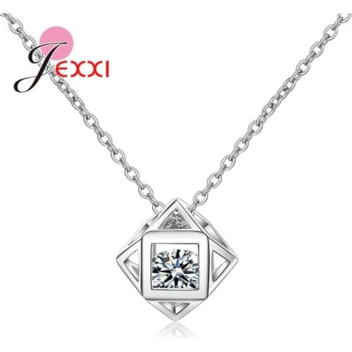New Fashion 925 Sterling Silver Necklace Wedding Jewelry Cubic Stone Women Pendant Engagement Necklace Lovers Gift Wholesale
