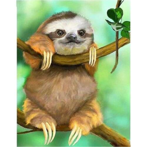 New Arrivals 5D DIY Full Round Diamond Painting Animal Sloth 3D Embroidery Cross Stitch Rhinestone Mosaic Home Decor Art Y302