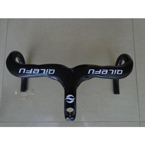 New QILEFU compact type Road bike 3K full carbon bicycle handlebars and stem integrated 400/420/440*90/100/110/120mm Free ship