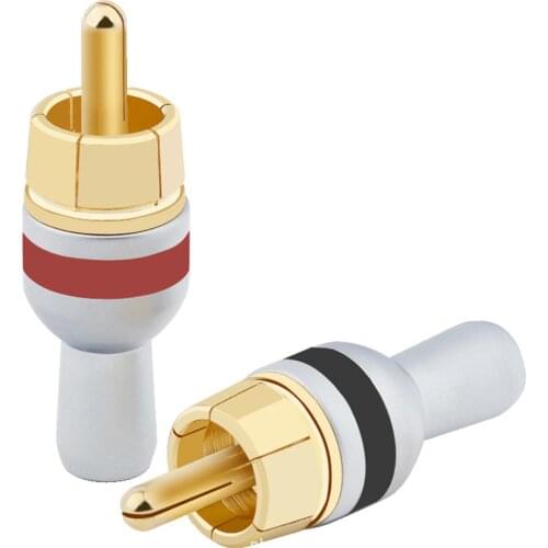 RCA Connector Jack Copper Gold-Plated HIFI RCA Male Plugs 5mm Audio Cable Lotus Adapter Soldering Wire Acoustics Terminal Socket